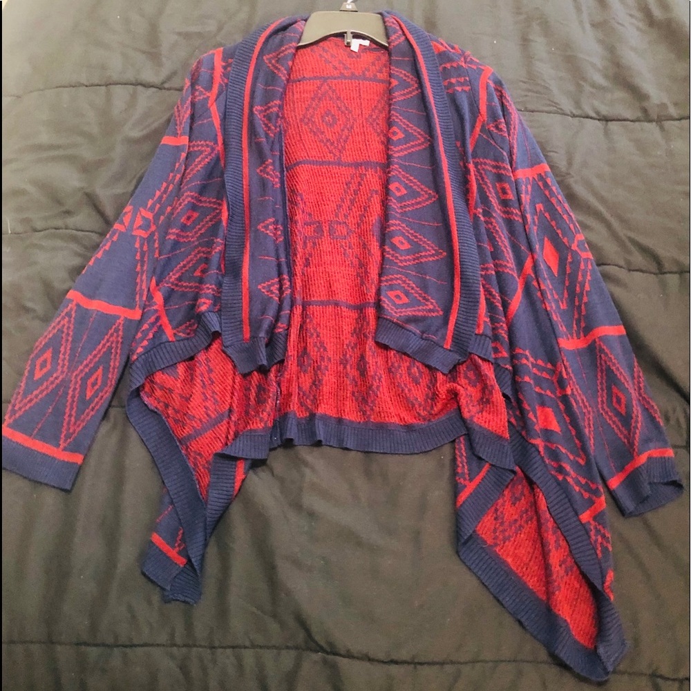 Navy Blue/Burgundy Cardigan